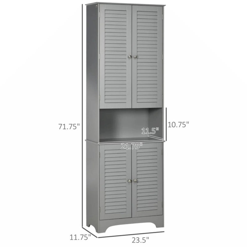 Freestanding Bathroom Linen Cabinet with 2 Cabinets and Countertop