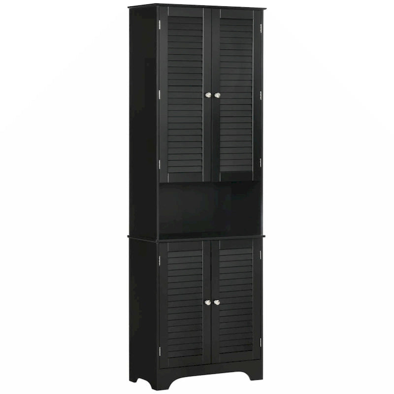Freestanding Bathroom Linen Cabinet with 2 Cabinets and Countertop