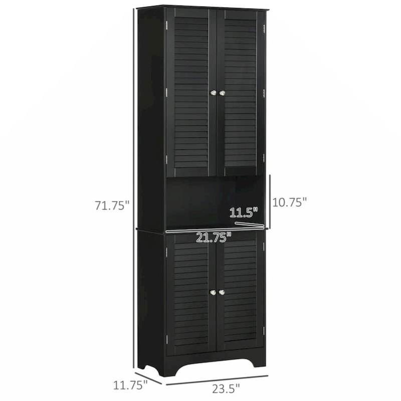 Freestanding Bathroom Linen Cabinet with 2 Cabinets and Countertop