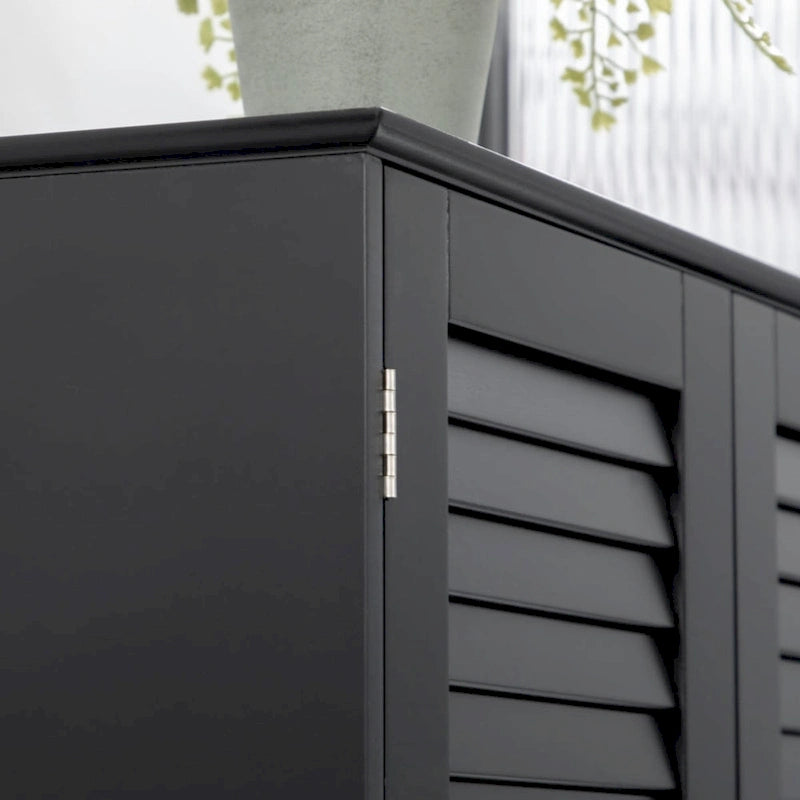 Freestanding Bathroom Linen Cabinet with 2 Cabinets and Countertop