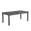95 Inch Extendable Outdoor Dining Table, Gray Aluminum Frame, Plank Style Top