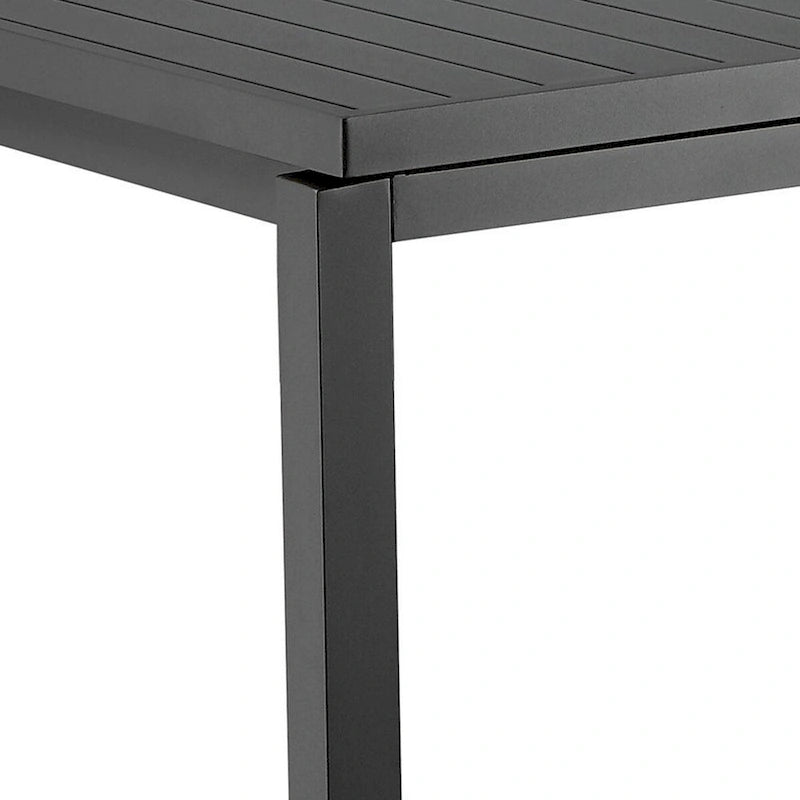 95 Inch Extendable Outdoor Dining Table, Gray Aluminum Frame, Plank Style Top