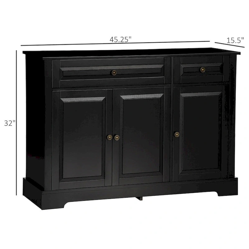 Modern Kitchen Buffet Cabinet with 2 Drawers and Adjustable Shelves