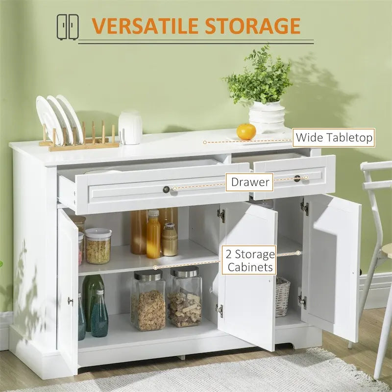 Modern Kitchen Buffet Cabinet with 2 Drawers and Adjustable Shelves