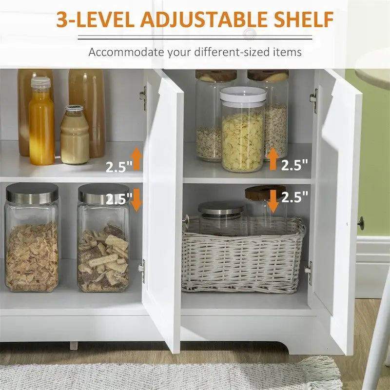 Modern Kitchen Buffet Cabinet with 2 Drawers and Adjustable Shelves