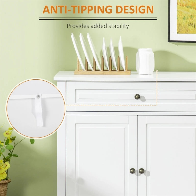 Modern Kitchen Buffet Cabinet with 2 Drawers and Adjustable Shelves