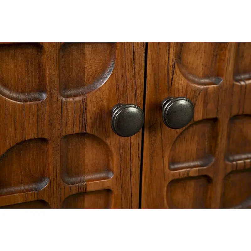 4-Door Sideboard Mid-Century Reclaimed Elm Wood Storage Cabinet