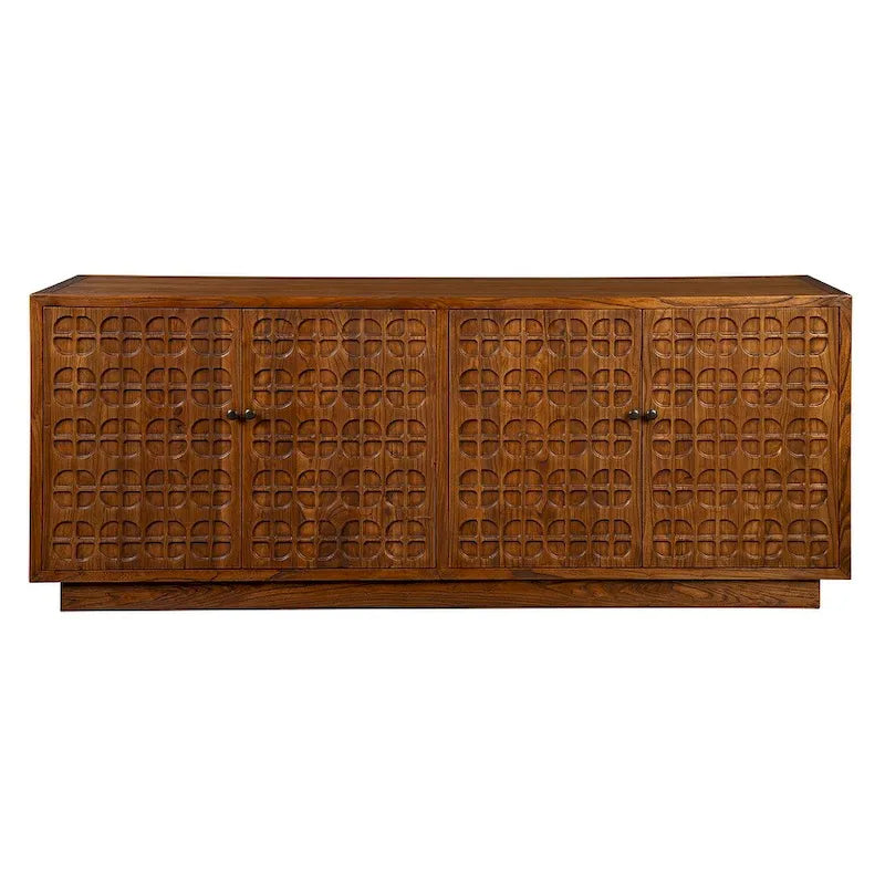 4-Door Sideboard Mid-Century Reclaimed Elm Wood Storage Cabinet