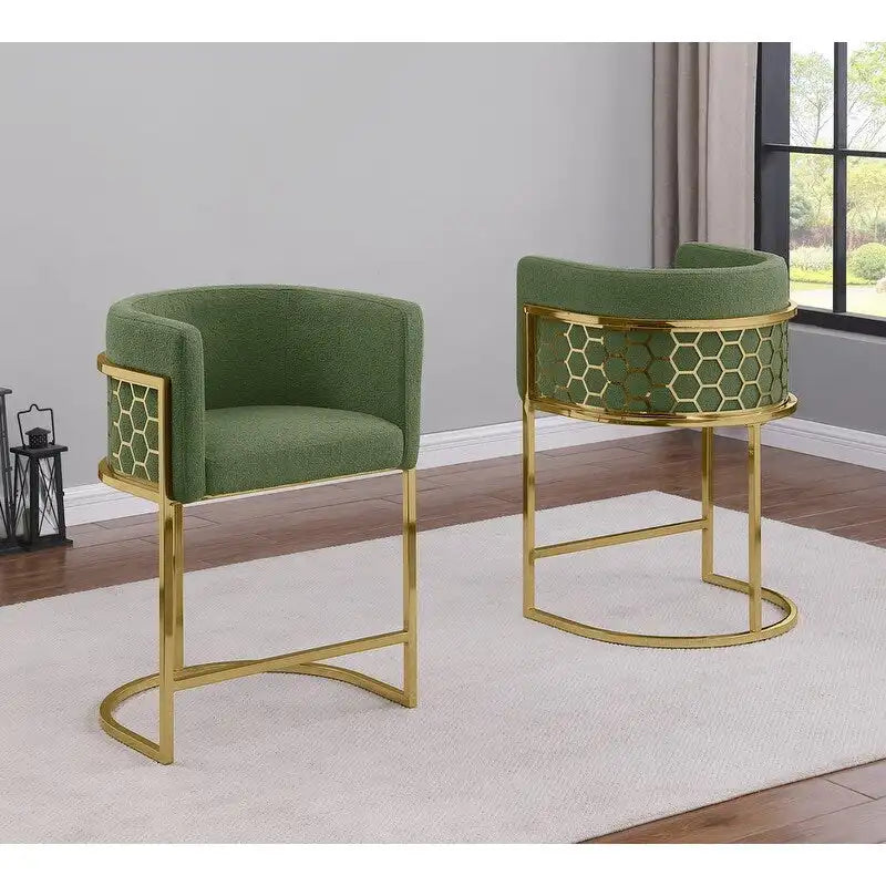 29 Gold Chrome Upholstered Barstools Set of 2