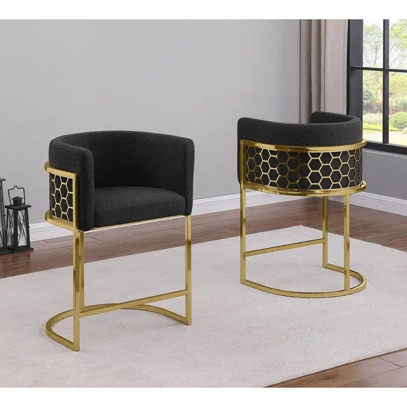 29 Gold Chrome Upholstered Barstools Set of 2