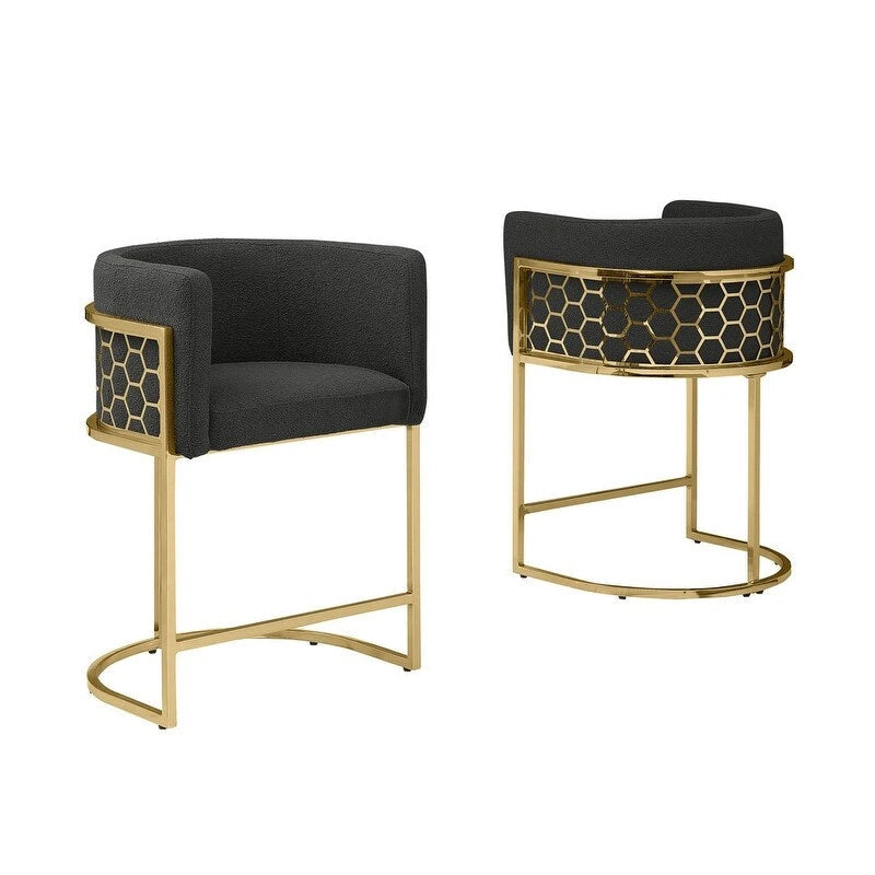29 Gold Chrome Upholstered Barstools Set of 2
