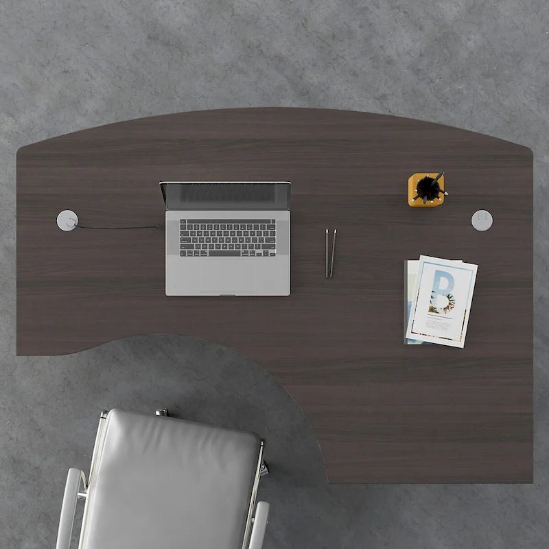 60W Right Handed L-Bow Corner Desk Shell with Cable Management