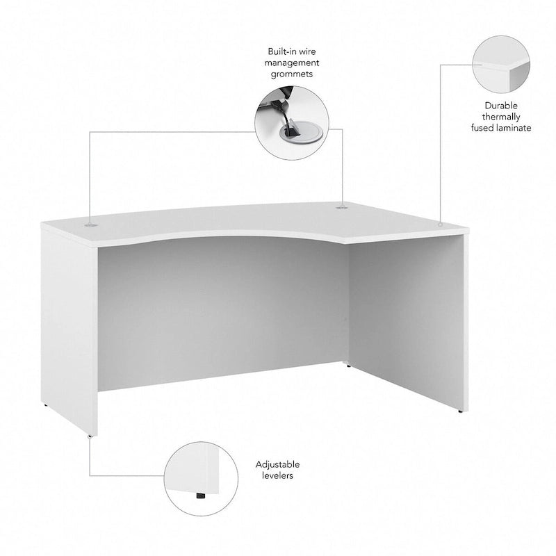 60W Right Handed L-Bow Corner Desk Shell with Cable Management
