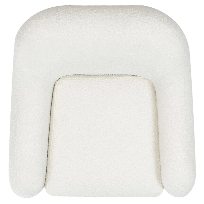 Ivory Natural Boucle Fabric Upholstered Accent Chair for Living Room
