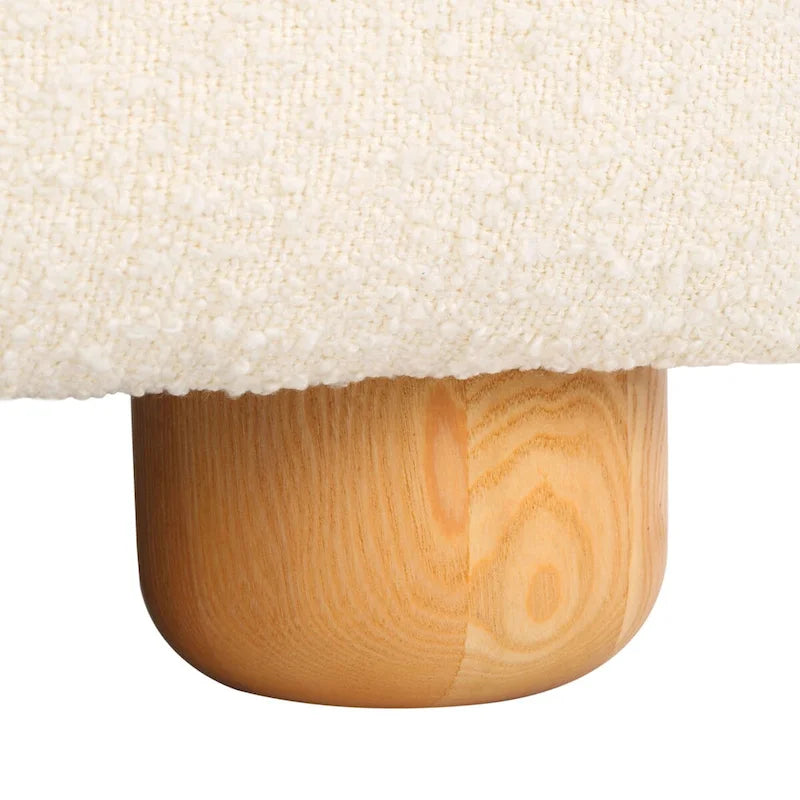 Ivory Natural Boucle Fabric Upholstered Accent Chair for Living Room